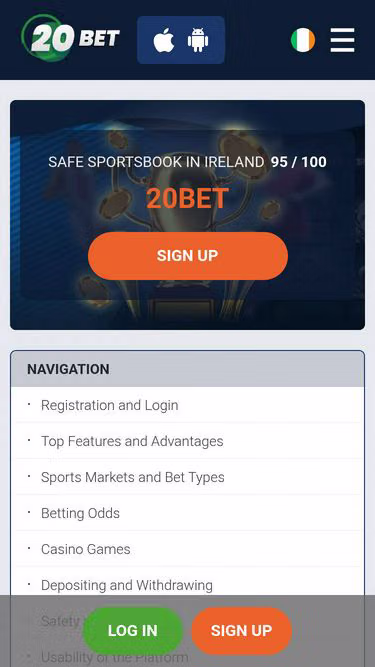 Screenshot of 20bet.ie