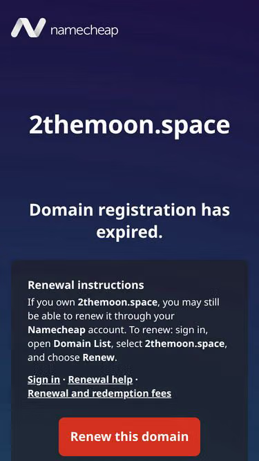 Screenshot of 2themoon.space