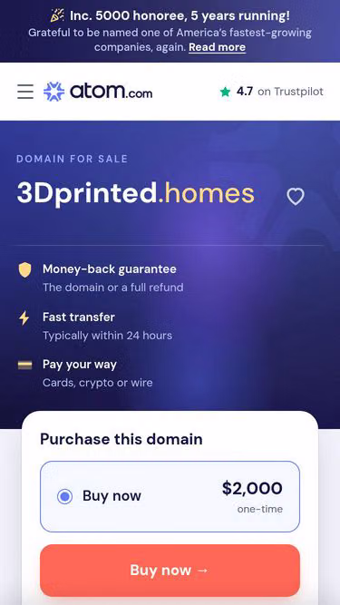 Screenshot of 3dprinted.homes