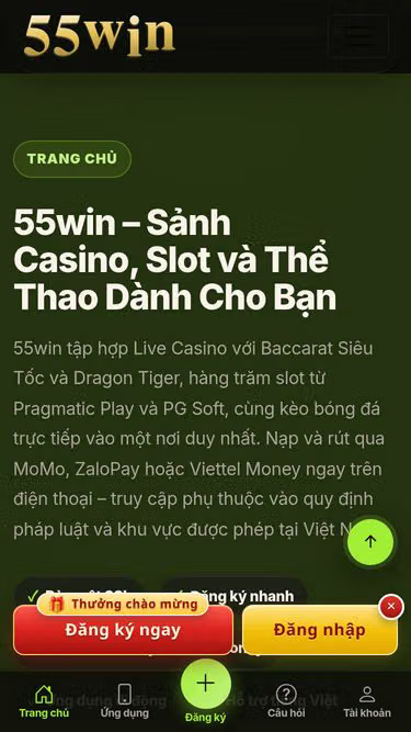 Screenshot of 55win.click