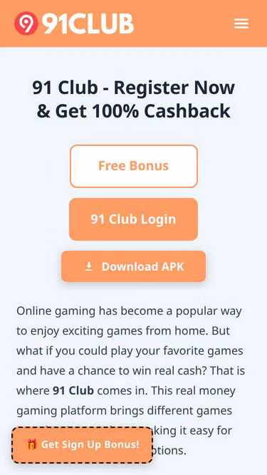 Screenshot of 91club.link