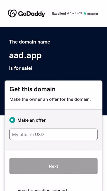 Screenshot of aad.app