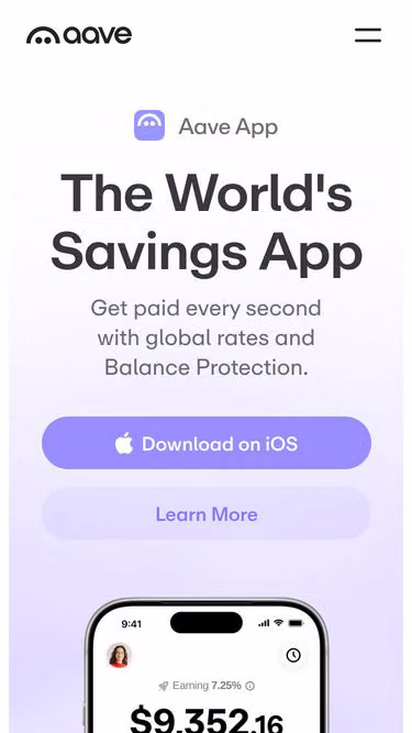 Screenshot of aave.finance