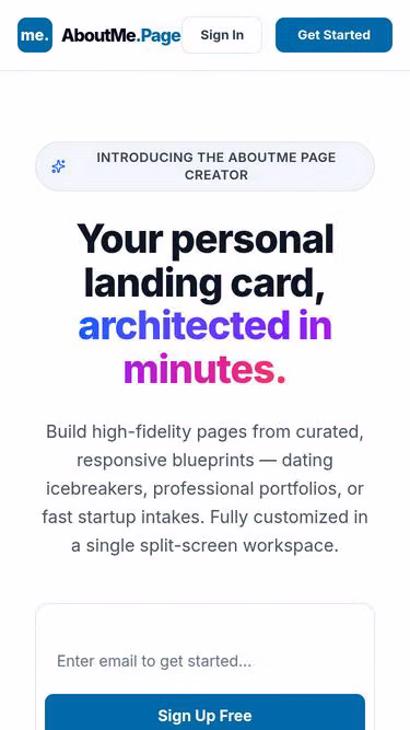 Screenshot of aboutme.page
