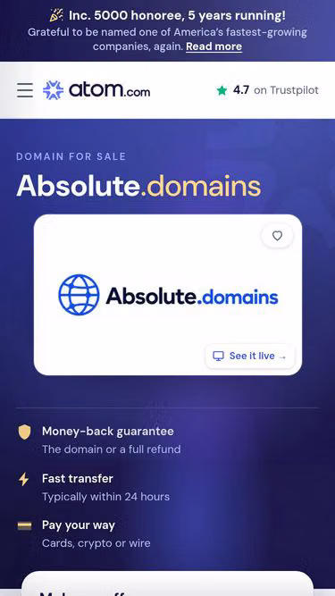 Screenshot of absolute.domains