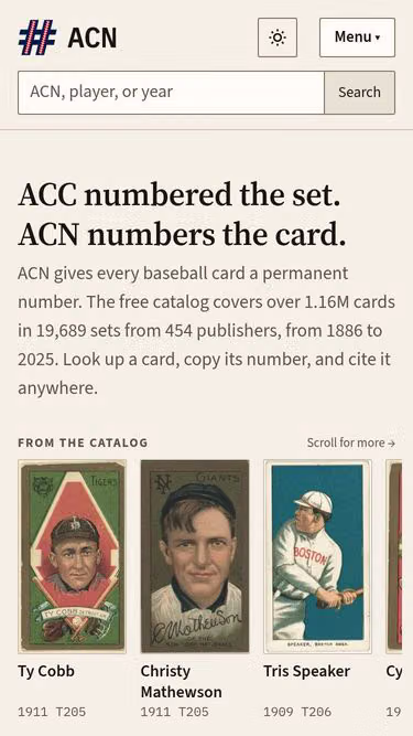 Screenshot of acn.cards