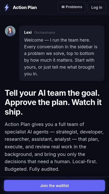Screenshot of actionplan.dev
