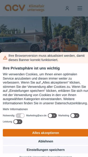 Screenshot of acv.de