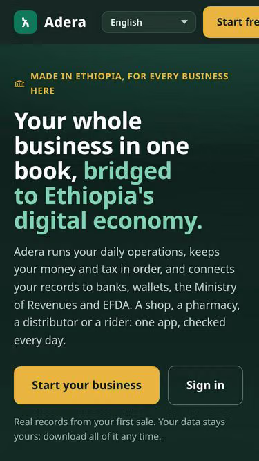 Screenshot of adera.com.et
