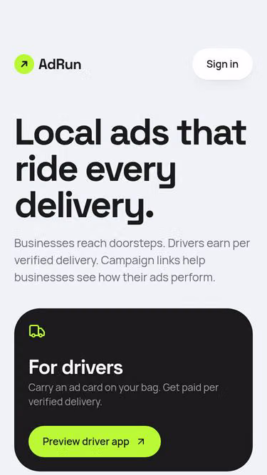 Screenshot of adrun.app