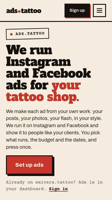 Screenshot of ads.tattoo