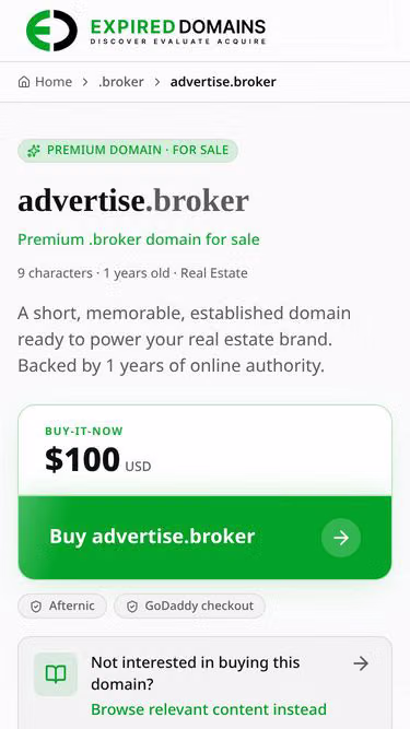 Screenshot of advertise.broker