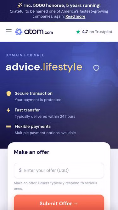 Screenshot of advice.lifestyle