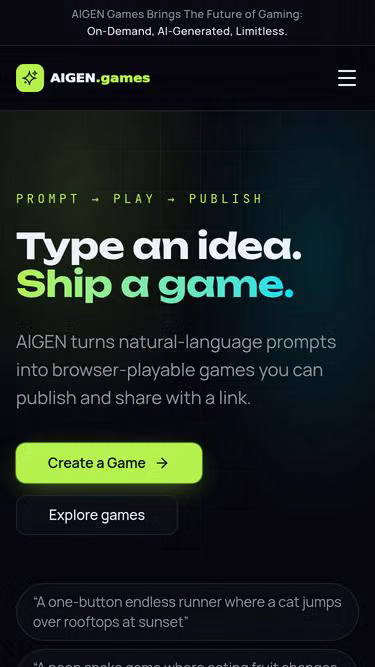 Screenshot of aigen.games