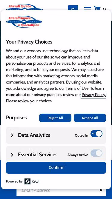 Screenshot of aircraftspruce.com.au