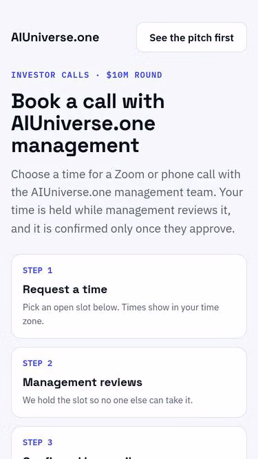 Screenshot of aiuniverse.rsvp