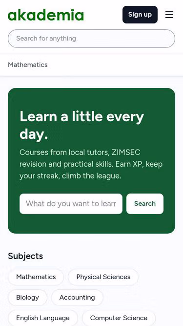 Screenshot of akademia.co.zw