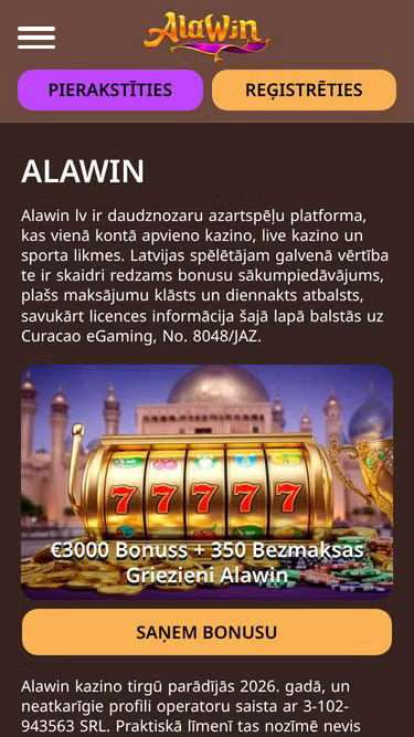 Screenshot of alawin.com.lv