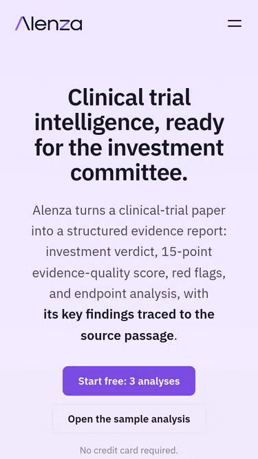 Screenshot of alenza.ai
