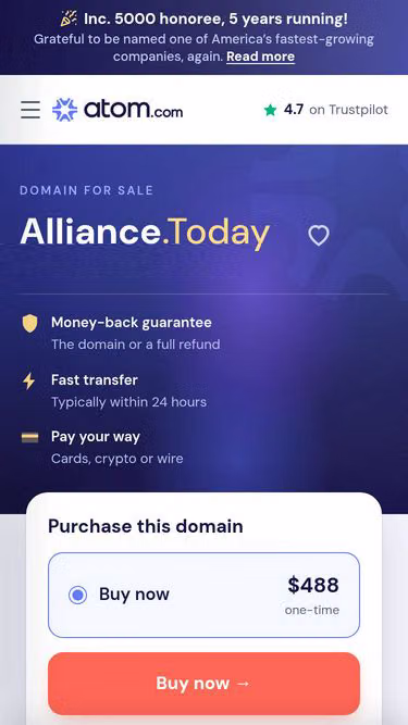 Screenshot of alliance.today