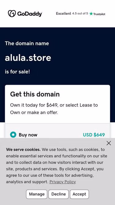 Screenshot of alula.store