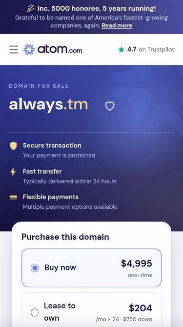 Screenshot of always.tm