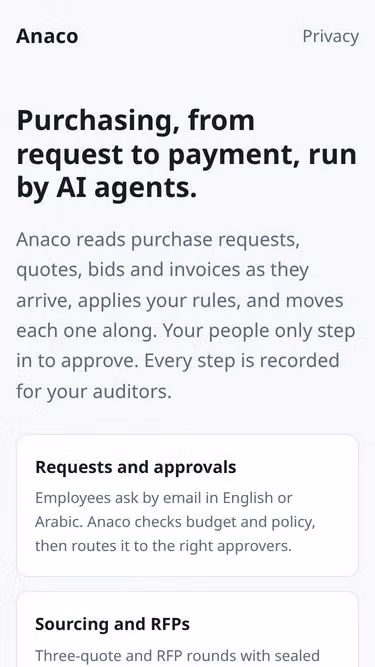Screenshot of anaco.ai