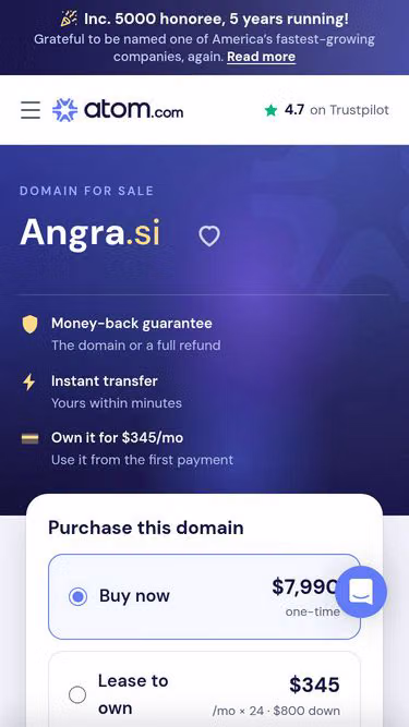 Screenshot of angra.si