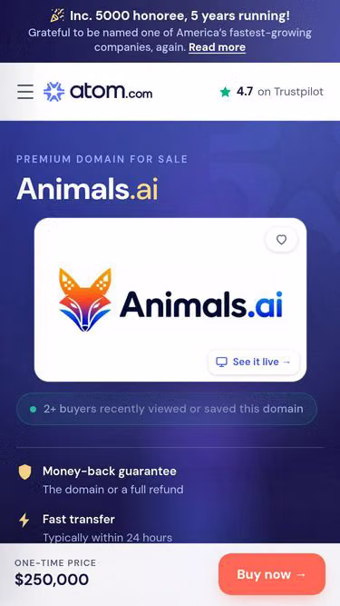Screenshot of animals.ai