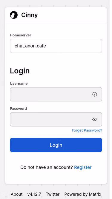 Screenshot of anon.cafe