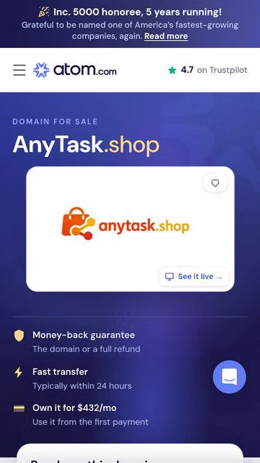 Screenshot of anytask.shop