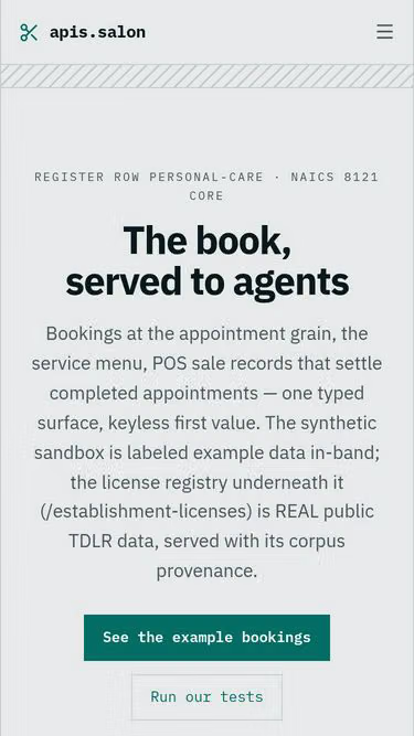Screenshot of apis.salon