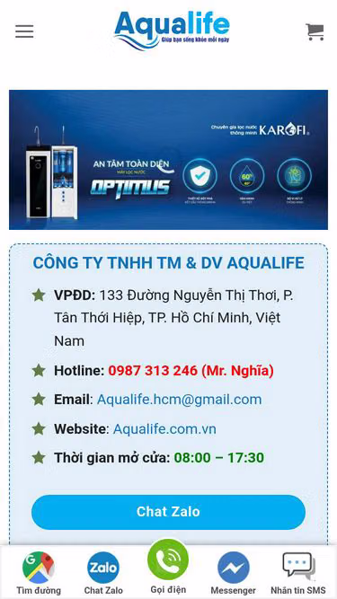 Screenshot of aqualife.com.vn