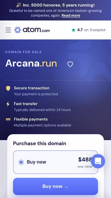 Screenshot of arcana.run