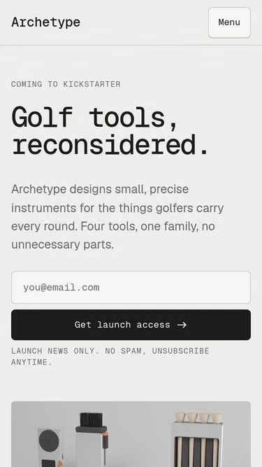 Screenshot of archetype.golf