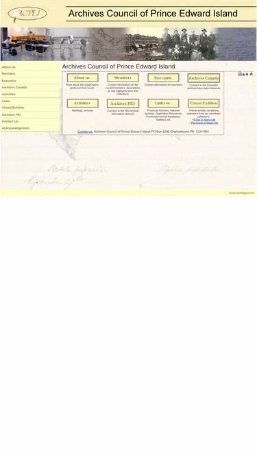 Screenshot of archives.pe.ca