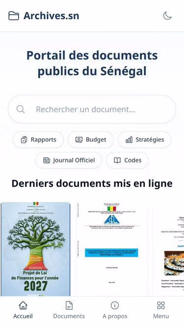 Screenshot of archives.sn