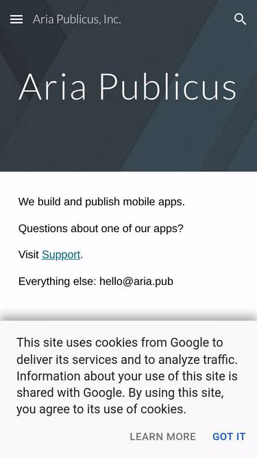 Screenshot of aria.pub