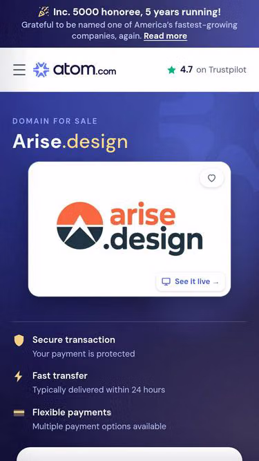 Screenshot of arise.design