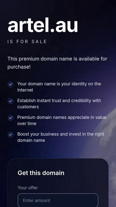 Screenshot of artel.au