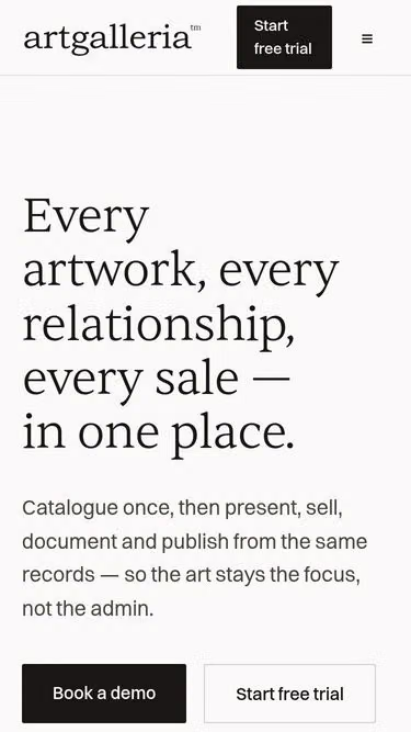 Screenshot of artgalleria.au
