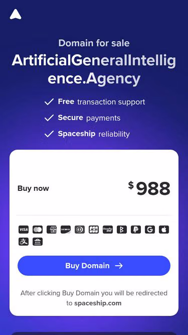 Screenshot of artificialgeneralintelligence.agency