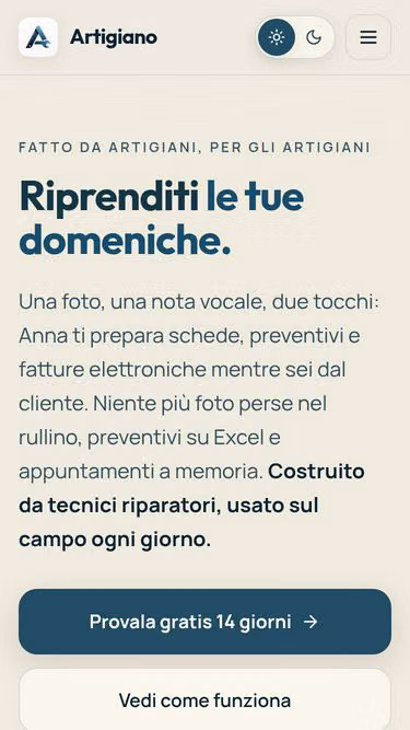 Screenshot of artigiano.app