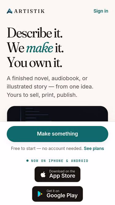 Screenshot of artistik.io