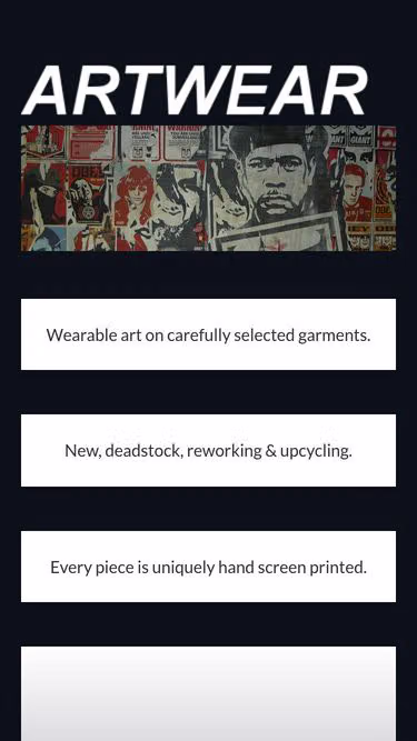 Screenshot of artwear.co.za