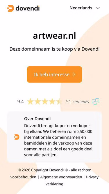 Screenshot of artwear.nl