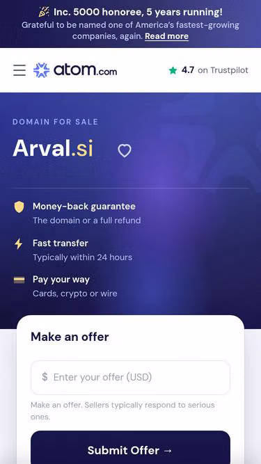 Screenshot of arval.si