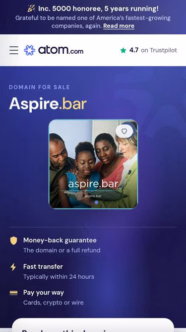 Screenshot of aspire.bar