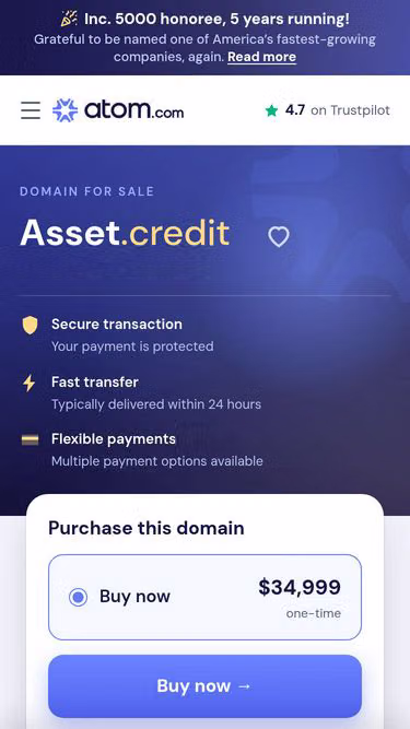 Screenshot of asset.credit