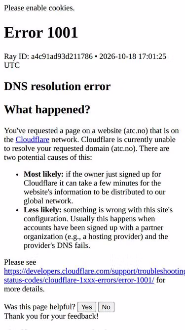 Screenshot of atc.no